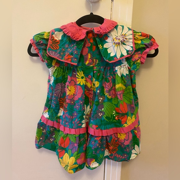 70s Groovy Floral Baby Sailor Cut Vintage Dress - Picture 2 of 5